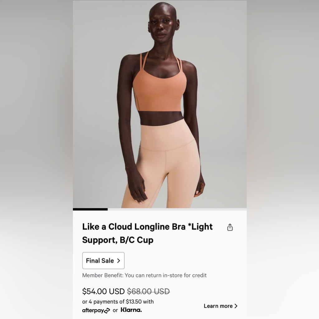 Lululemon Like A Cloud Bra Long Line Size 10